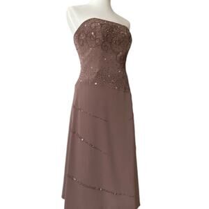 Medium Vintage Formal Dress Y2K Medium Homecoming Strapless Cocktail Dress Bead